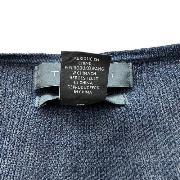 Tahari Women's Size S Open Front Navy Waterfall Linen Cardigan Long Sleeve - Picture 12 of 16